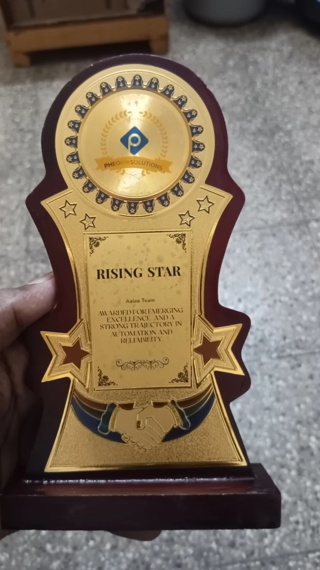 Receiving the Rising Star Award for the Aalee team in Chennai (2/2)